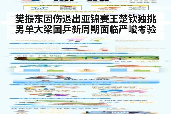 樊振东因伤退出亚锦赛王楚钦独挑男单大梁国乒新周期面临严峻考验